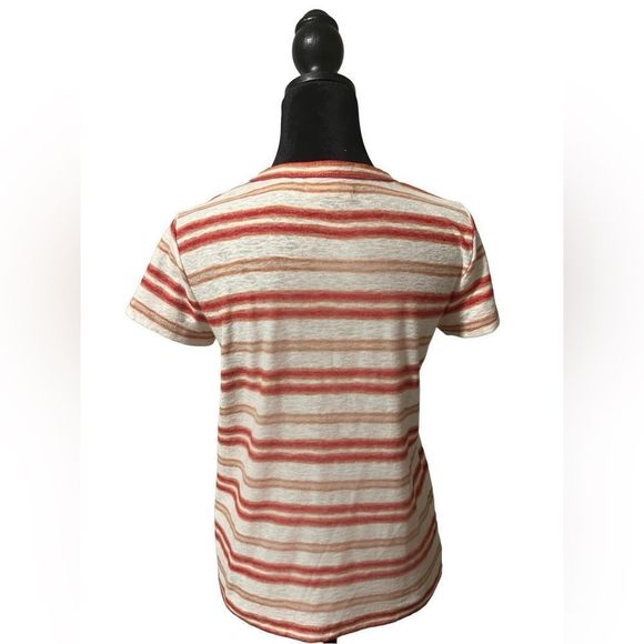 Madewell orange, red and tan striped fitted tee. Great condition! Size small. - Picture 2 of 3
